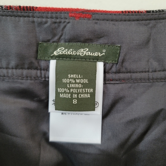 Eddie Bauer Red Plaid Wool Skirt Size 8 - Picture 8 of 9